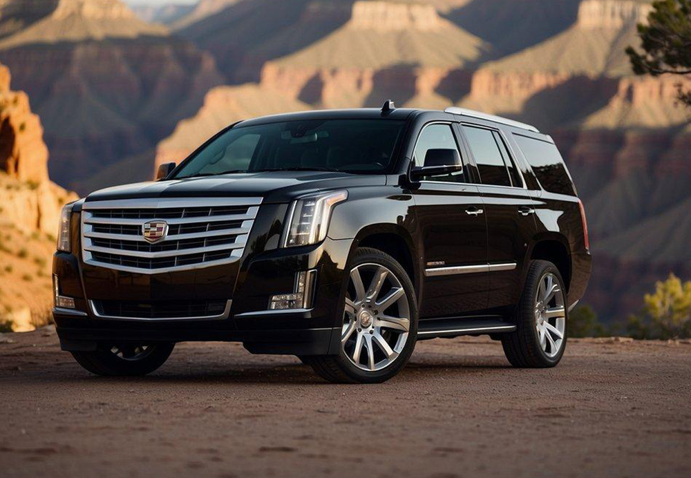SUV is standing on a platform at Grand Canyon South Rim